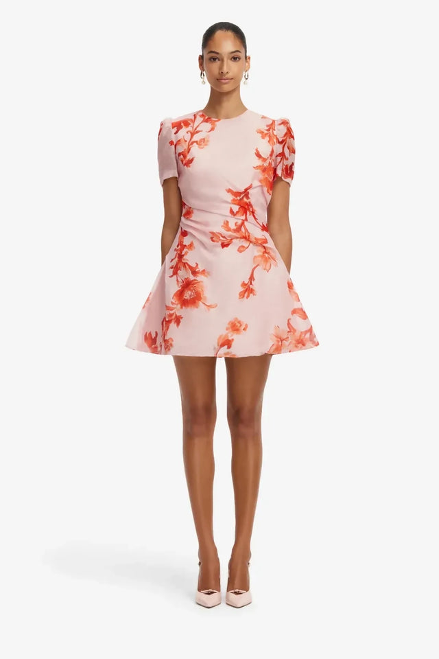Leo Lin Elyse Short Sleeve Mini Dress - Magnolia Print