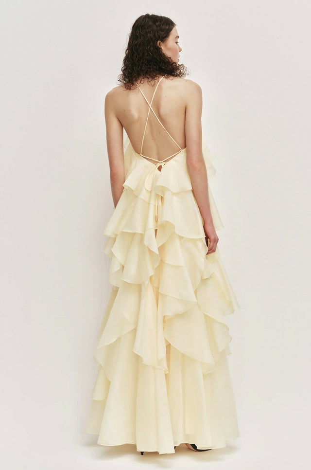 Aje Pandorea Layered Maxi Dress in Butter