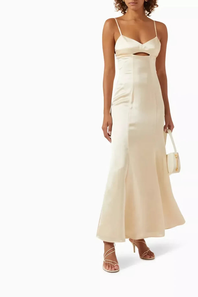 Anna Quan Catalina Cut Out Dress Buff Beige