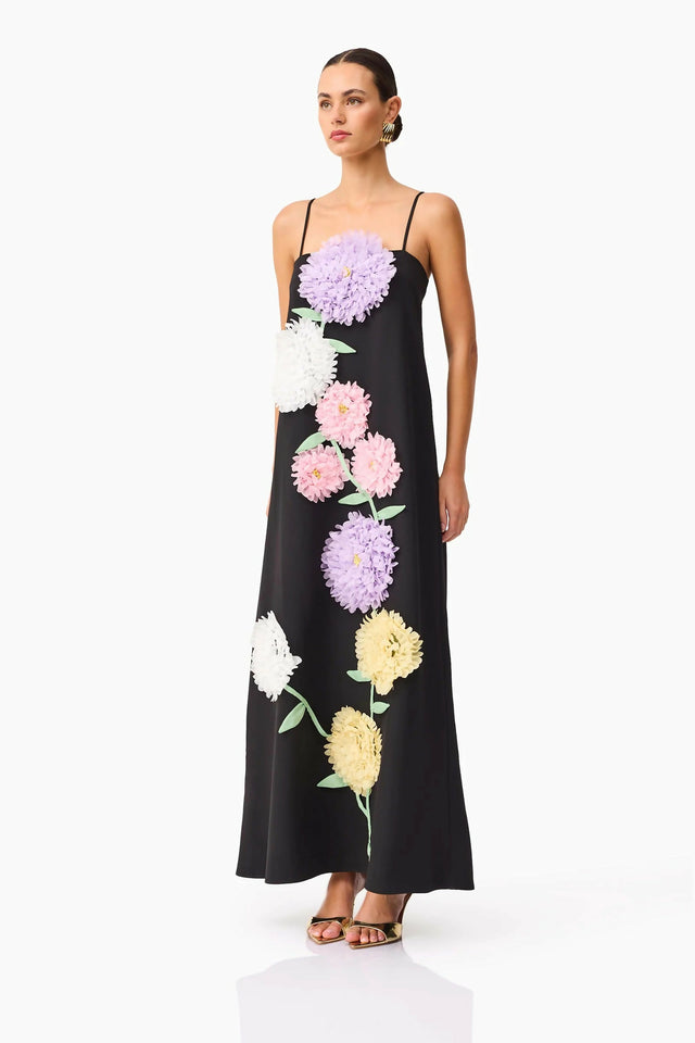 Elliatt Buttercup Embroidered Maxi Dress in Black