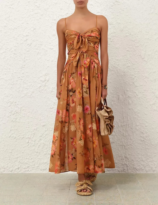 Zimmermann Mahon Tie Front Midi Dress