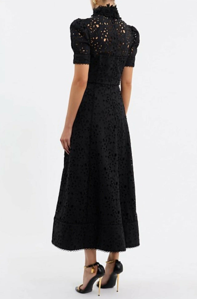 Rebecca Vallance Kitsu Short Sleeve Midi Dress in Black