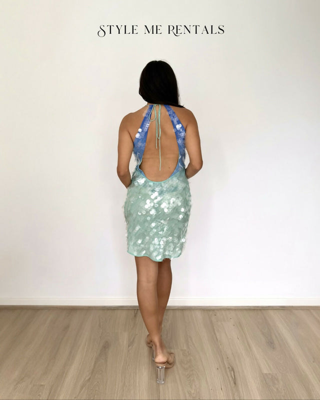 Rat and Boa Kiki Mini Dress Blue and Green