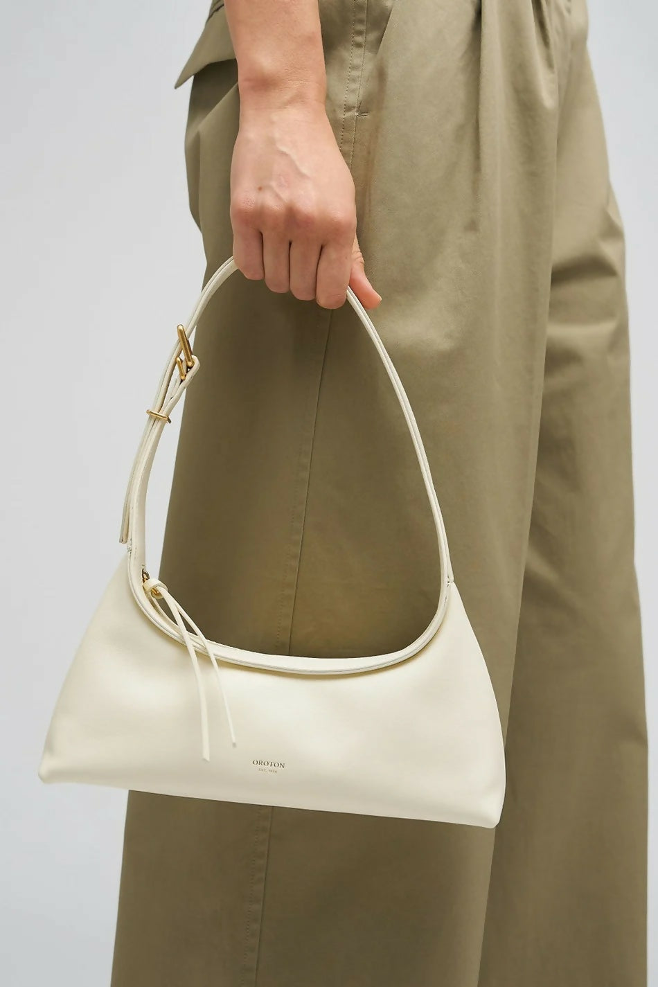 Oroton Cinder Mini Baguette - Antique Cream – designer dress hire
