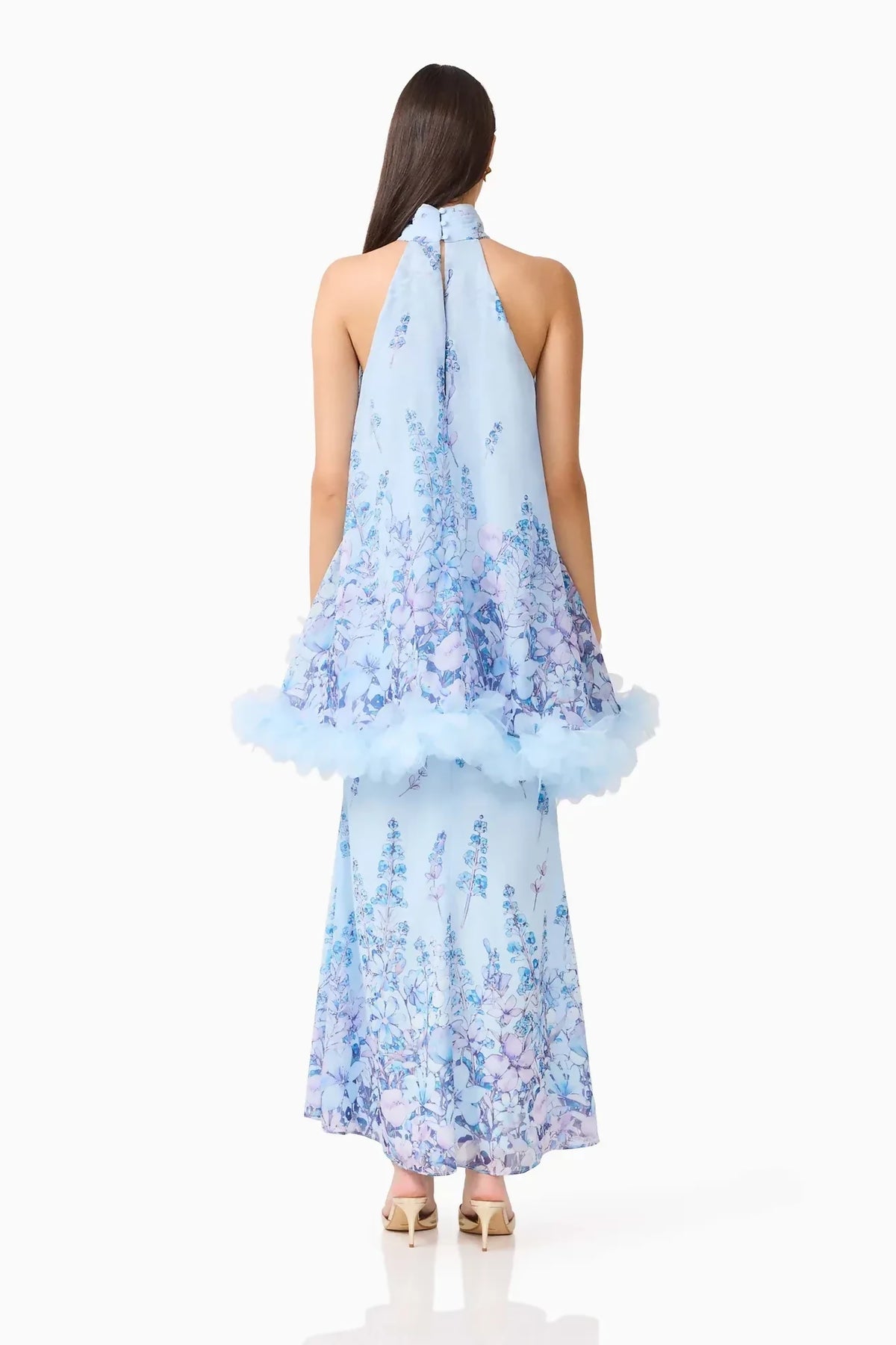 Elliatt Tulsia Floral Cape Maxi Dress in Light Blue – view 3