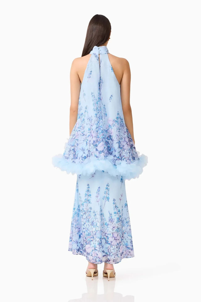 Elliatt Tulsia Floral Cape Maxi Dress in Light Blue