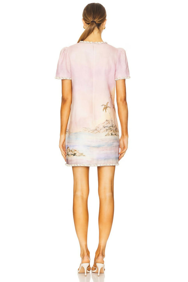 Zimmermann Dawning Embellished Mini Dress Lilac Seascape