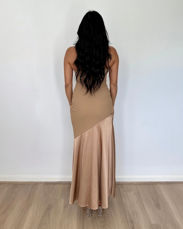 Bianca and Bridgett Tahlia Strapless Maxi Dress Beige