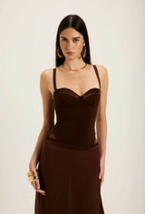 Ance Gria Vittoria Midi Skirt & Bodysuit Chocolate Brown Size XS / AU 6 view 2