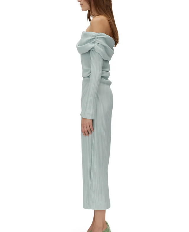 Camilla and Marc Shaw Off Shoulder Dress in Dusty Mint