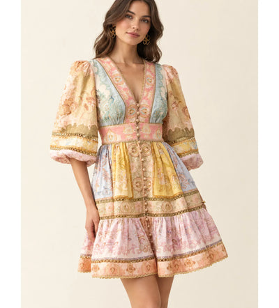 Zimmermann Echo Lantern Dress in Spliced