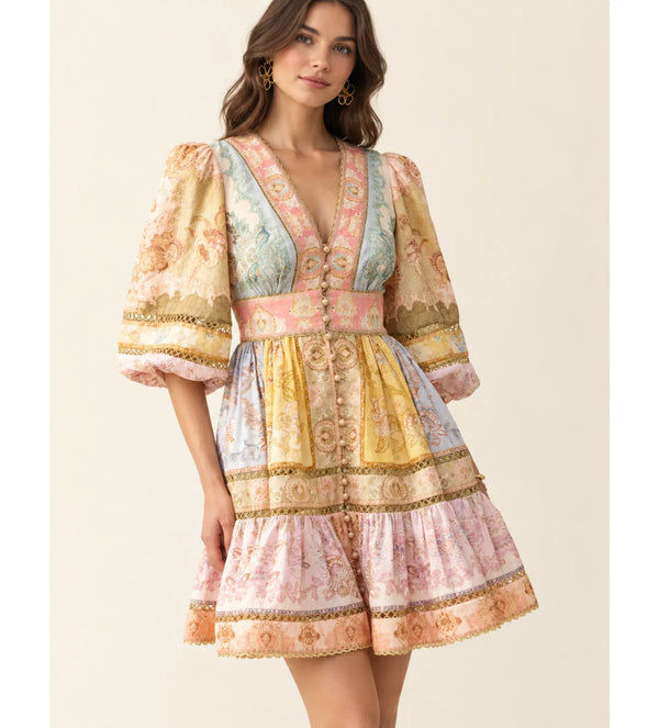 Zimmermann Echo Lantern Dress in Spliced