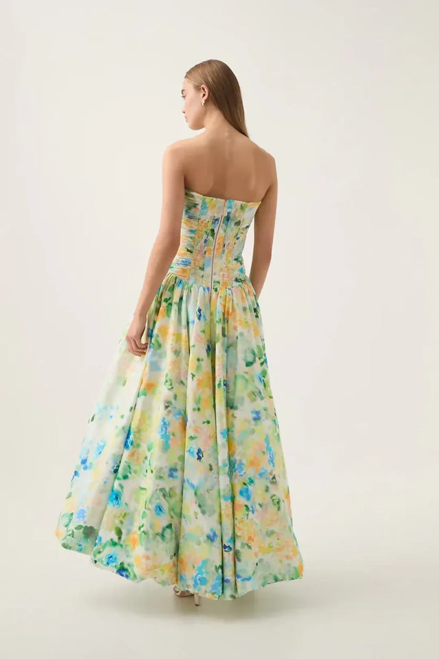 Aje Violette Bubble Hem Maxi Dress Floral Haze