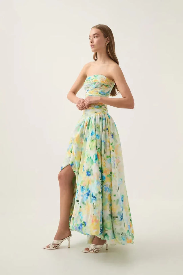 Aje Violette Bubble Hem Maxi Dress Floral Haze