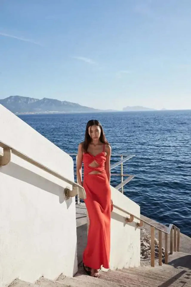 Anna Quan Natalia Maxi Cutout Dress Chili Red