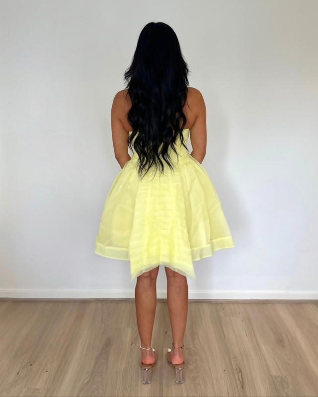 Aje Astrid Strapless Mini Dress Lemon Yellow