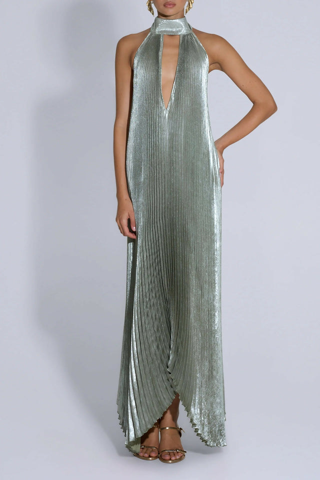 L'idee Opera Gown Gunmetal Shimmer Size 8