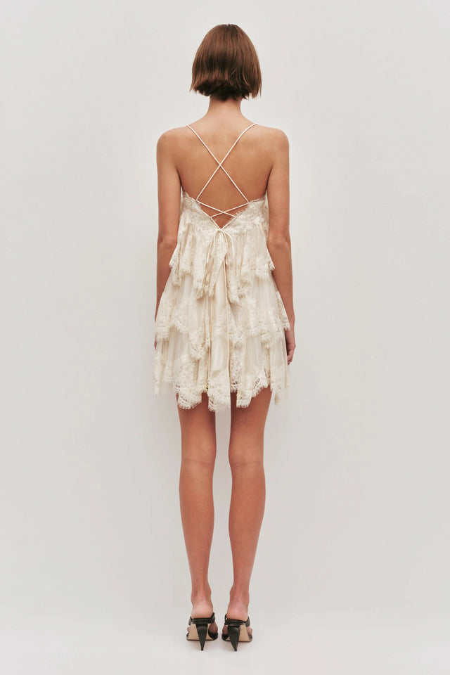 AJE Ophelia Lace Mini Dress In Pastel Yellow