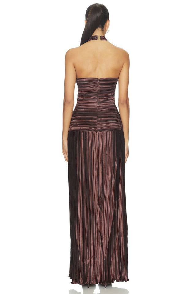 Sonya Moda Ariana Plisse Dress - Chestnut