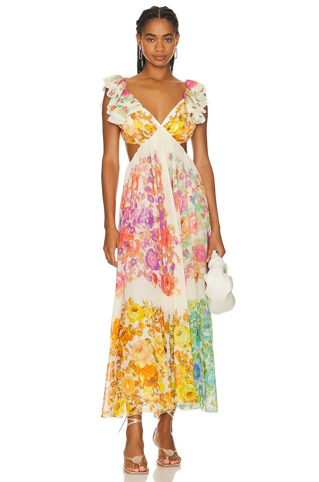 Zimmermann Raie Frill Shoulder Dress