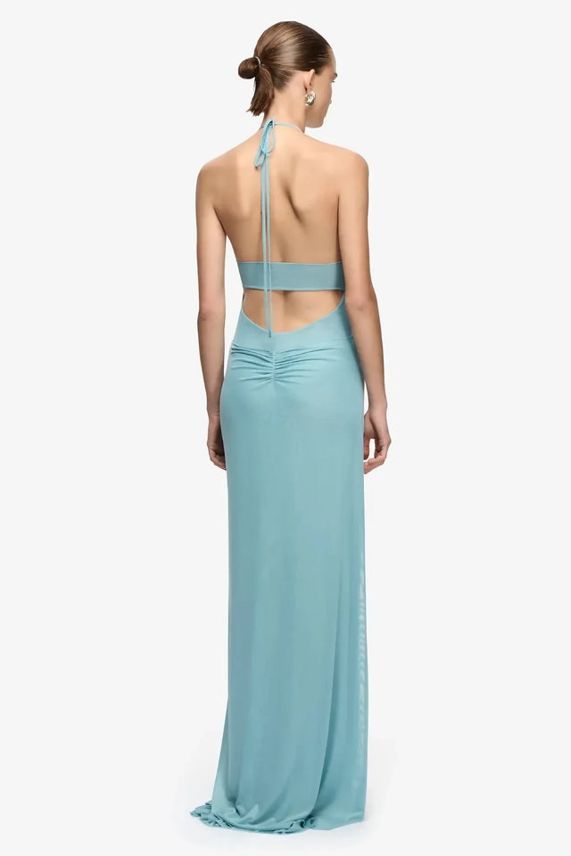 Bec & Bridge Xanthi V Neck Maxi Dress in Bermuda Blue
