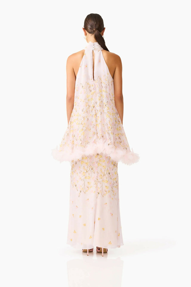 Elliatt Tulsia Floral Cape Maxi Dress in Pink