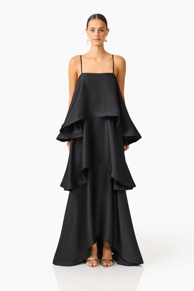 Elliatt Tilly Tiered Maxi Dress Black 8, 10 & 12