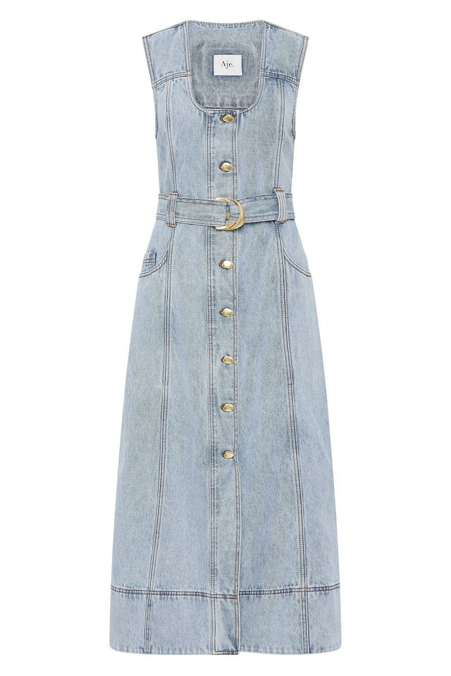 Aje Aura Denim Midi Dress