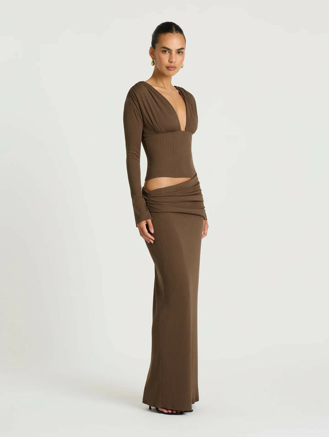 Benni Agnes Maxi Dress in Chocolate