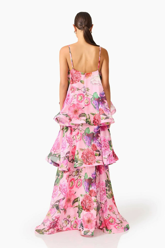 Elliatt Armani Tiered Maxi Dress in Pink Floral