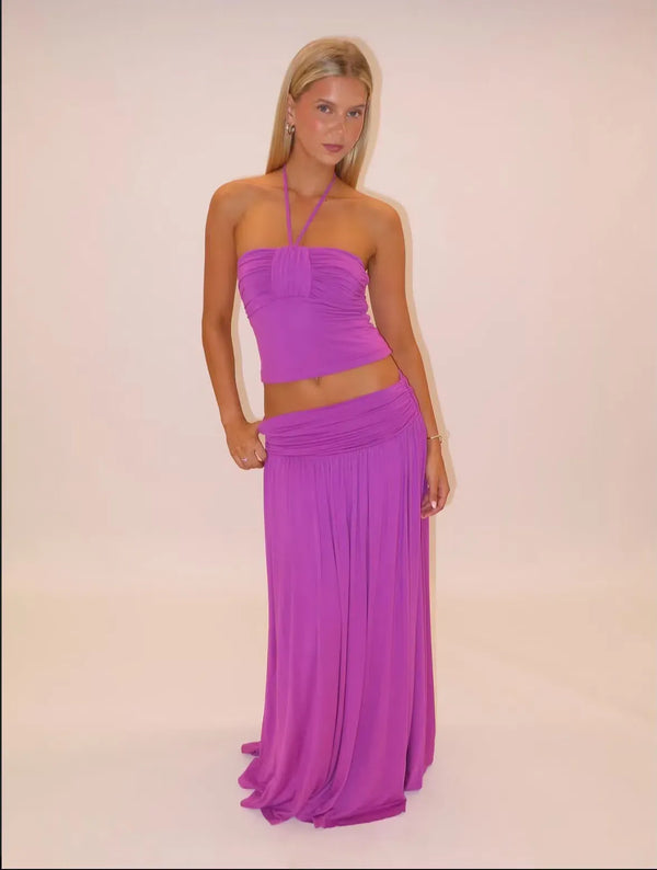 I Am Delilah Mariella Halter Top and Maxi Skirt in Lilac