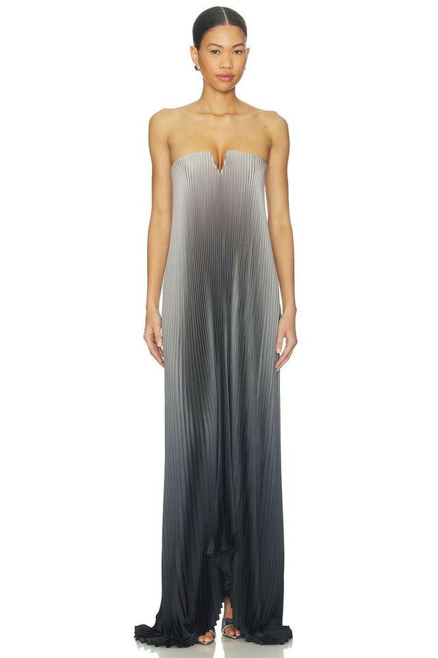 Lidee Black Tie Gown in Smoke Ombre