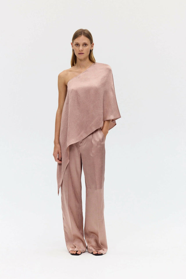 Third Form Crush One Shoulder Cape and Tailored Trouser - Dust