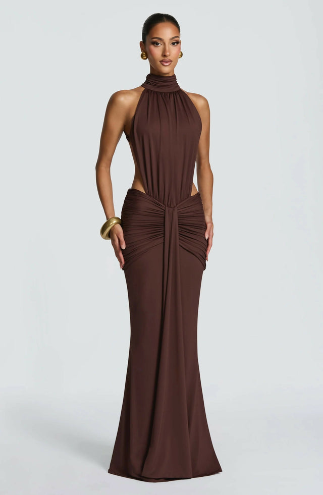 Babyboo Thekla Maxi Dress Plum Brown Size 8