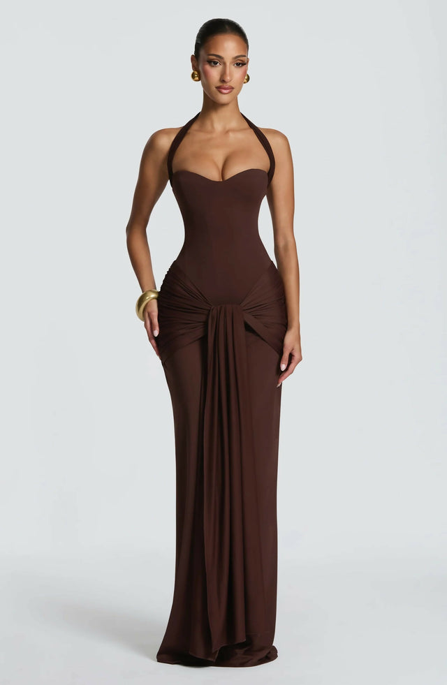 BABYBOO Gia Maxi Dress Plum Brown