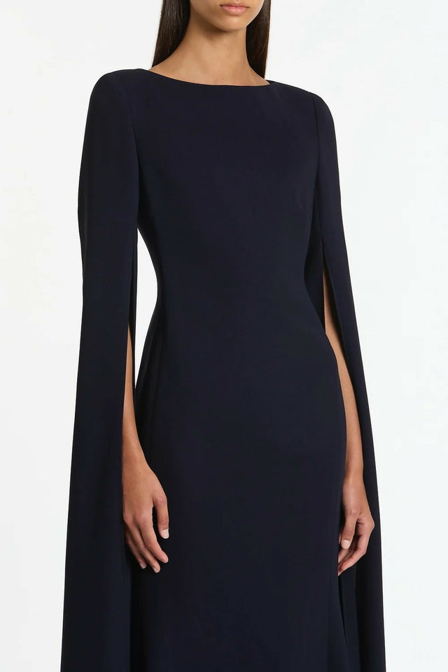 Carla Zampatti Navy Crepe Celebration Sleeve Gown