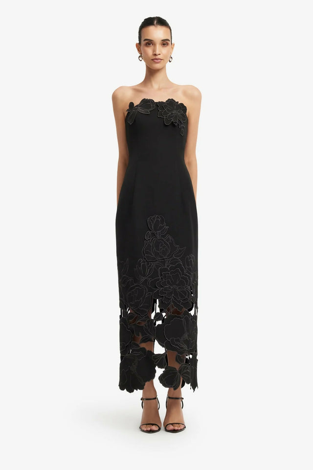 Leo Lin Rayna Appliqué Bustier Black