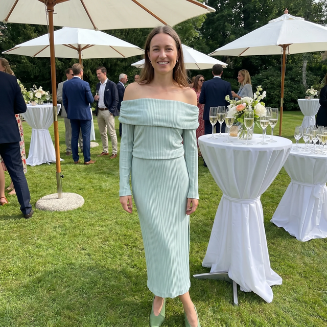 Camilla and Marc Shaw Off Shoulder Dress in Dusty Mint