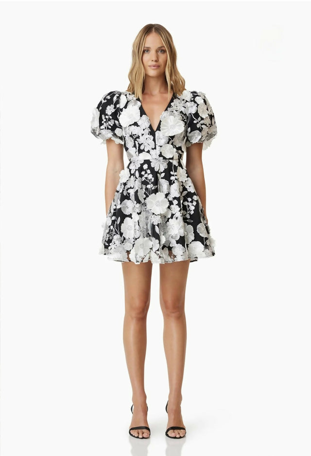 Elliatt Selene Floral Mini Dress Black Size M