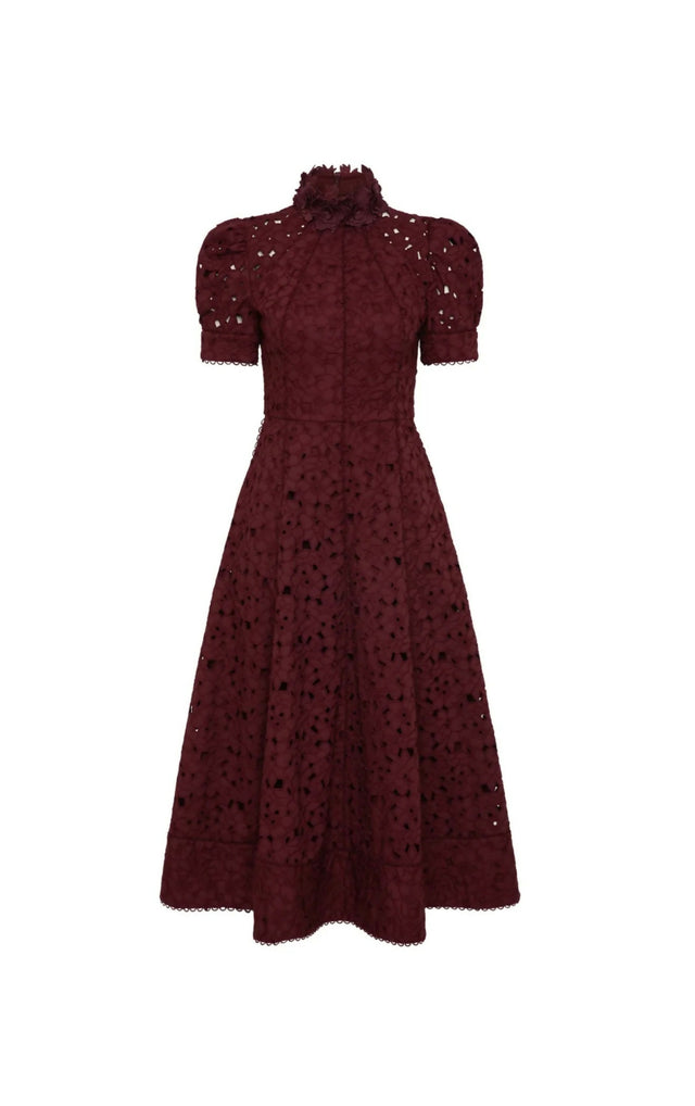 Rebecca Vallance Kitsu Short Sleeve Midi Dress – Wine