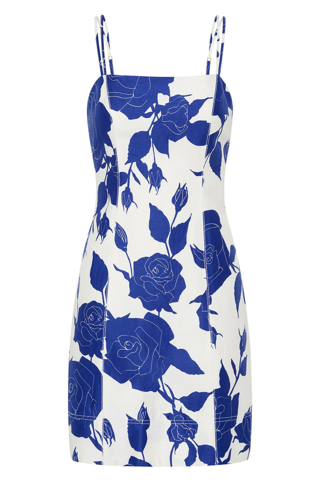 Aje Belonging Mini Dress Blue Floral Size 8