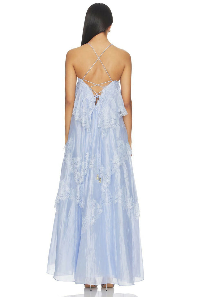 Aje Ophelia Lace Gown in French Blue