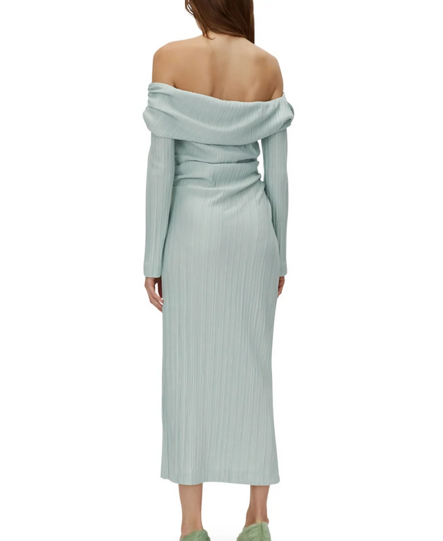 Camilla and Marc Shaw Off Shoulder Dress in Dusty Mint