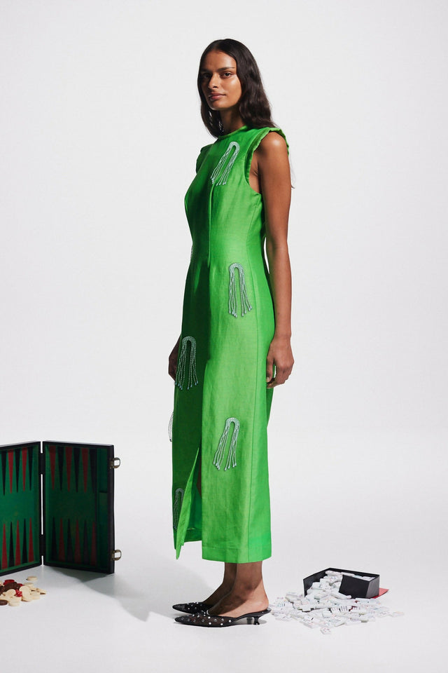 Alemais Dazzle Midi Dress Green Size AU 16