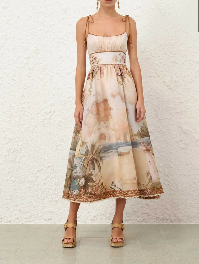 Zimmermann Mahon Picnic Dress in Island Map Blue