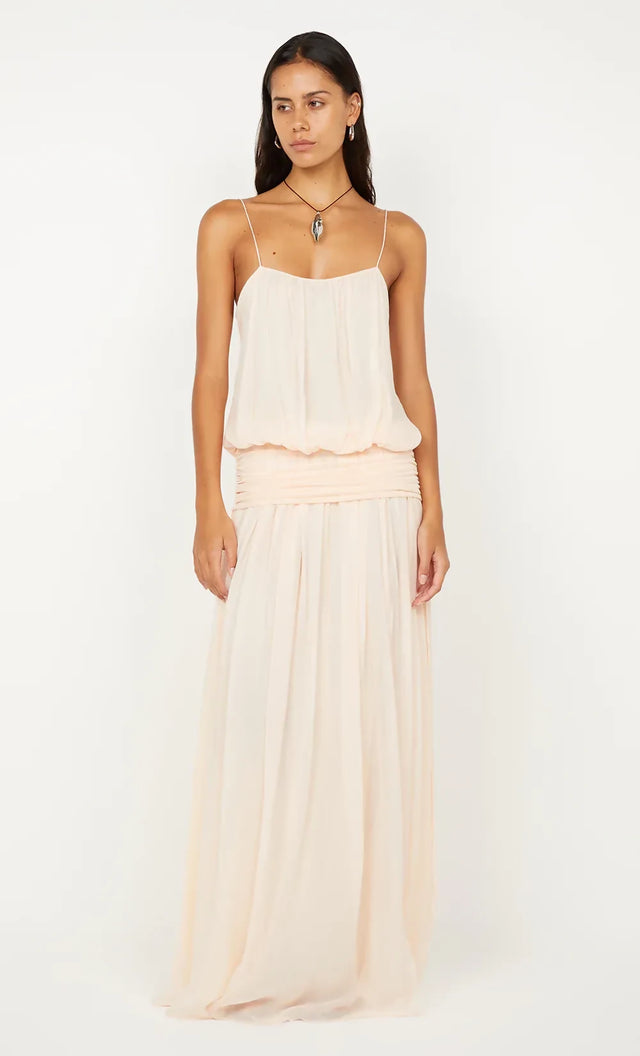 Bec and Bridge Camille Blouson Dress in Peach