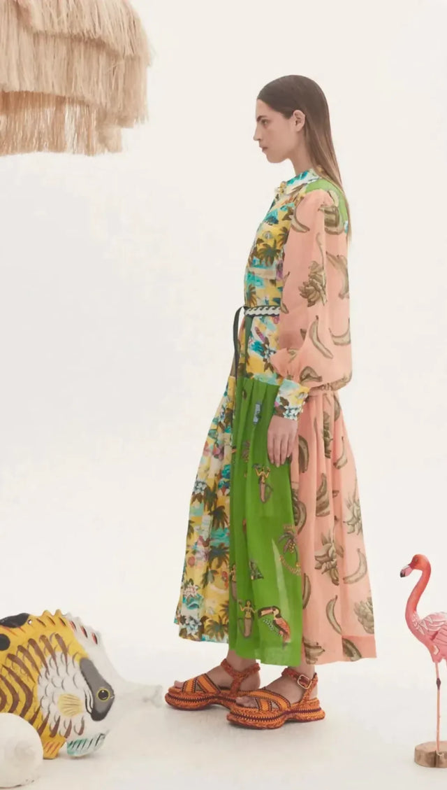 Alemais Holiday Patchwork Shirtdress in Multi
