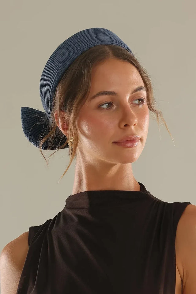 Morgan & Taylor Tara Racewear Pillbox Hat - Navy Blue