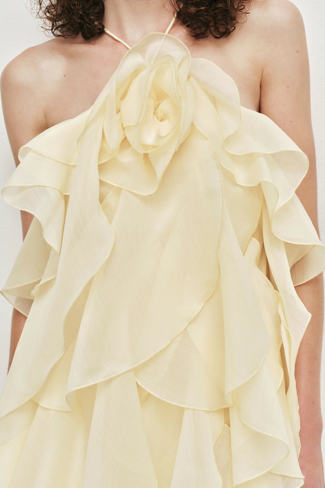 Aje Pandorea Layered Maxi Dress in Butter Yellow