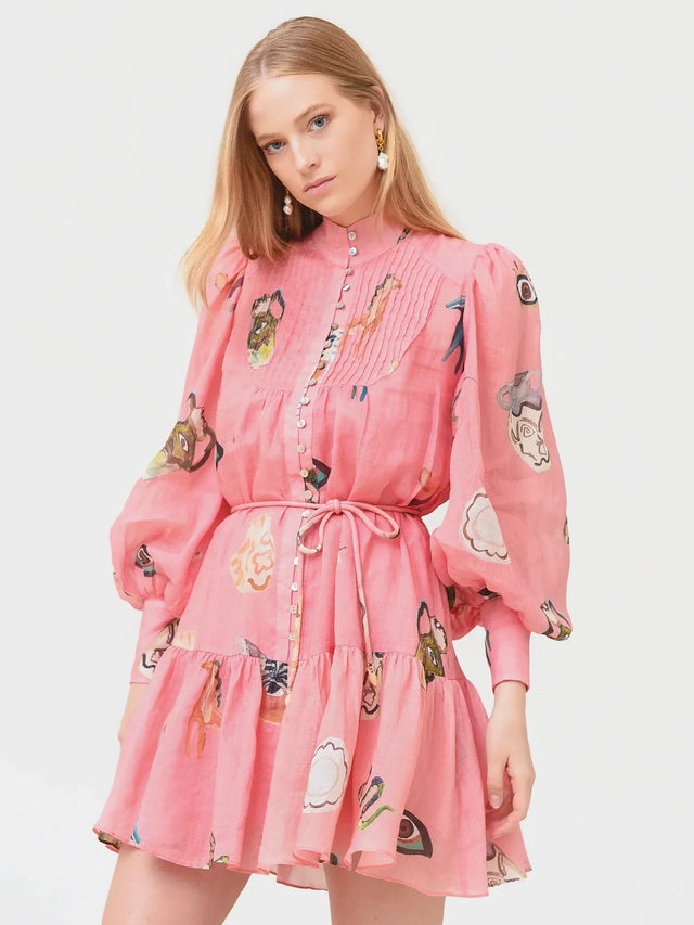 Alemais Cleo Smock Mini Dress Pink
